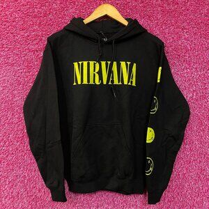 Nirvana Nevermind Dead Smiley Logo Grunge Band Graphic Hoodie Small